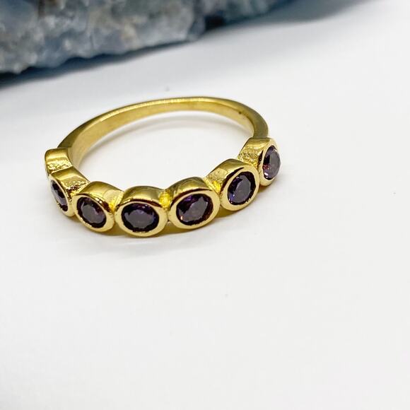 NEW Gold & Purple Zirconium Gemstone Statement Ring - Picture 15 of 16